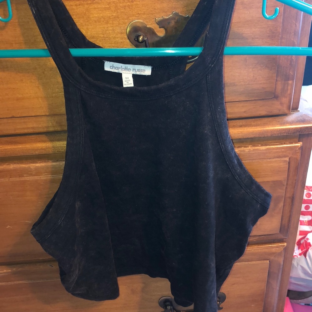 Black acid wash crop top